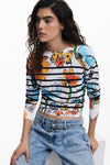 Blusa Tejida Estampado Desigual Dama
