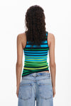 Blusa Tirante Rayas Colores Verde Azul Desigual Dama