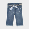 Pantalon de Mezclilla con Cinturón Cintura Ajustable Bebe Niña Mayoral M1577
