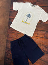 Conjunto Playera M/C Print Palmera Milk Con Short Marino Junior Niño Mayoral M6009
