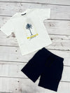 Conjunto Playera M/C Print Palmera Milk Con Short Marino Junior Niño Mayoral M6009