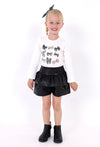 Conjunto Blusa M/L Con Scrunchie Crd-Negro y Short Falda Polipiel Negro Niña Mayoral M4006
