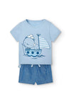 Conjunto Playera M/C Short Azul Bebe Niño -Bci Boboli M108155 Boboli