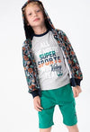Conjunto Playera Bermuda Verde Algodon Combinada De Niño Boboli M508182 Boboli