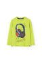 Playera Estampado Audifonos Algodon Color Verde Limon Niño Boboli M519061
