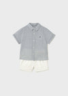 Conjunto Bermuda Con Camisa Manga Corta Vestir Azul Mayoral M1251 MAYORAL
