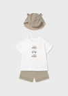 Conjunto Short Con Playera Manga Corta Y Gorro Lienzo Mayoral M1651 MAYORAL