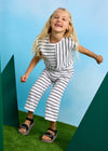 Conjunto Pantalon Largo Rayas Bco-Antrac Niña Mayoral M3559 MAYORAL