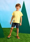 Conjunto Algodon 3 Piezas Playera M/C Playera Tirantes Amarillo Con Short Niño Mayoral M3606 MAYORAL