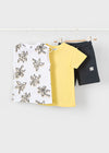 Conjunto Algodon 3 Piezas Playera M/C Playera Tirantes Amarillo Con Short Niño Mayoral M3606 MAYORAL