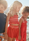 Conjunto Short Nido De Abeja Naranja Niña 939Mayoral M3216 MAYORAL