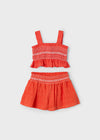 Conjunto Short Nido De Abeja Naranja Niña 939Mayoral M3216 MAYORAL
