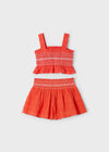Conjunto Short Nido De Abeja Naranja Niña 939Mayoral M3216 MAYORAL
