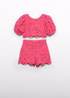Conjunto Short Bordado Fucsia Niña Abelylula M5231 ABEL Y LULA