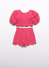 Conjunto Short Bordado Fucsia Niña Abelylula M5231 ABEL Y LULA