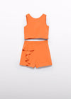 Conjunto Short Crepe Volantes Naranja Niña Abelylula M5232 ABEL Y LULA