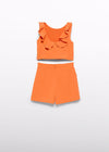 Conjunto Short Crepe Volantes Naranja Niña Abelylula M5232 ABEL Y LULA
