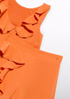Conjunto Short Crepe Volantes Naranja Niña Abelylula M5232 ABEL Y LULA