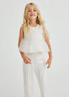Conjunto Pantalon Saten Blanco Niña Abelylula M5233 ABEL Y LULA