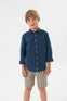 Camisa Lino Manga Larga Marino De Niño -Bci Boboli M731034