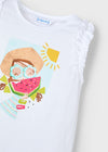 Conjunto Short Con Blusa Tirantes Estampado Sandia Bco-Agua Niña Mayoral M3021 MAYORAL