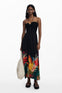 Vestido Belice Negro, Grande Desigual 25Swmw08