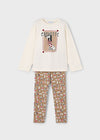 Conjunto Leggings Estampado Camel-Rojo Niña Mayoral M4719 MAYORAL