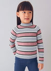 Blusa Cuello Alto Tejido Rayas Plata V-Ma Niña Mayoral M4001 MAYORAL