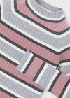 Blusa Cuello Alto Tejido Rayas Plata V-Ma Niña Mayoral M4001 MAYORAL