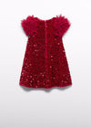 Vestido Lentejuelas Tercioapelado Rojo Niña Abelylula M5529 ABEL Y LULA
