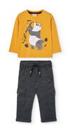 Conjunto Playera Algodon Panda Amarilla Con Pantalon De Niño -Bci Boboli T18M M392082 BOBOLI