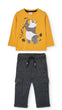 Conjunto Playera Algodon Panda Amarilla Con Pantalon De Niño -Bci Boboli M392082