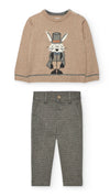Conjunto Sueter Tejido Camel Con Pantalon Cuadros Bebé Niño -Bci Boboli T12M M712044 BOBOLI