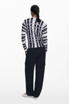 Blusa Sueter Rayas Mikado Blanco/Negro Dama Desigual M25Wwjf41 DESIGUAL