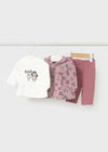 Conjunto De Pants Jacquard 3 Piezas Rosa Blush Bebe Niña Mayoral M2633 MAYORAL