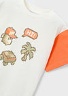 Playera M/C Combinada Nata-Naranja Niño Mayoral M3076 MAYORAL