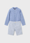 Conjunto De Vestir Bermuda Lino Suiting Azul Niño Mayoral M3216 MAYORAL