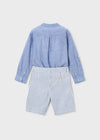 Conjunto De Vestir Bermuda Lino Suiting Azul Niño Mayoral M3216 MAYORAL