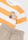 Conjunto Playera Y Short De Algodon "Good Vibes" Naranja Niño Mayoral M3602 MAYORAL