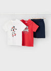Conjunto Playera M/C Con Short De Algodon Robot Rojo Niño Mayoral M3604 MAYORAL
