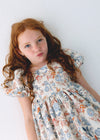 Vestido Estampado Flores Salmon Manga Abullonada Niña Mayoral M3928 MAYORAL
