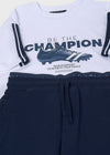Conjunto De Short Con Playera M/C "Champion" Blanco Junior Niño Mayoral M6687 MAYORAL