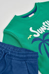Conjunto Playera Verde Con Bermuda Azul De Algodon De Niño -Bci Boboli T4 M613112 BOBOLI