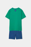 Conjunto Playera Verde Con Bermuda Azul De Algodon De Niño -Bci Boboli T4 M613112 BOBOLI