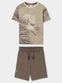 Conjunto Playera M/C Con Bermuda De Algodon Cafe De Niño -Bci Boboli M623067