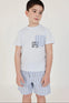 Pijama De Short Algodon Rayas Cielo Unisex -Bci Boboli M683074