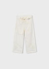Pantalon Lino Bordado Hueso Niña Mayoral M3585 MAYORAL
