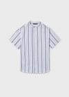 Camisa M/C Cuello Mao Azul Rayas Junior Niño Mayoral M6171 MAYORAL