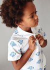 Polo M/C Estampado Bco-Azul Niño Mayoral M3104 MAYORAL