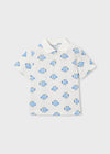 Polo M/C Estampado Bco-Azul Niño Mayoral M3104 MAYORAL